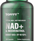 Nad+ & Resveratrol Supplement, 120 Capsules Nad+ Boosting Supplement For Max Absorption For Support Cellular Energy Aging Defense