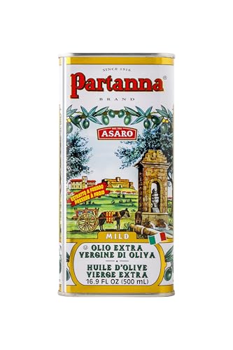 Partanna Everyday Mild Extra Virgin Olive Oil-Premium Castelvetrano & Bianolilla Oil-High Polyphenol-First Cold Pressed-Early Harvest in Sicily-Award Winning Italian EVOO - 16.9oz (500 ML) Tin