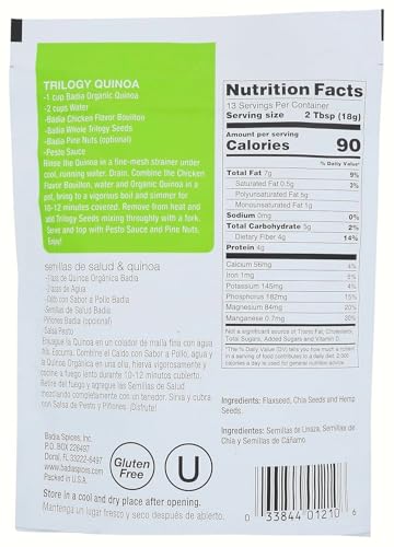 Badia Trilogy Health Seed, Flax, Chia, Hemp Seeds Blend, 8 oz ÃƒÂ¢Ã¢â€šÂ¬Ã¢â‚¬Å“ High Fiber Superfood Mix, Omega-3