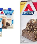 Atkins Dark Chocolate Royale Protein Shake 15G Protein 12 Count & Double Fudge Brownie Protein Meal Bar 15G Protein Keto Friendly