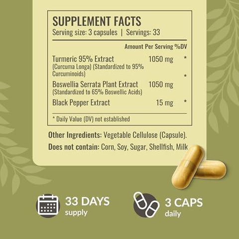 Herbamama Boswellia Turmeric And Mullein Leaf Capsules Kit - Bundle Of 2100 Mg Boswellia Turmeric & 1200 Mg Mullein Leaf Capsules - Vegan Non Gmo Gelatin- - 2 Pack
