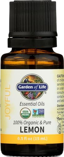 Garden Of Life Lemon Essential Oil 100 Pure Essential Oil For Diffuser Aromatherapy Meditation Joyful And Refreshing Usda Organic Non-Gmo 0.5 Fl Oz