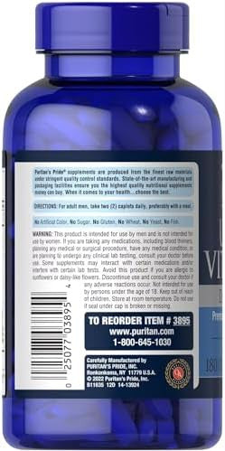 Puritan'S Pride Ultra Vita Man High Potency Men'S Daily Multivitamin With Time Release Technology Dietary Supplement To Support Immune System And Cardiovascular Health 3 Month Supply 180 Count