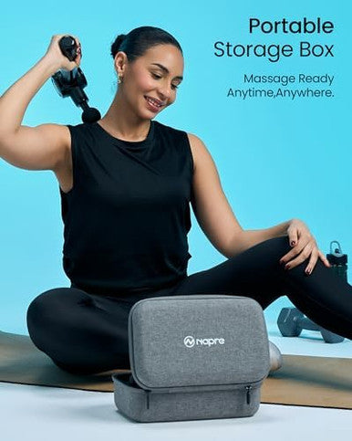 Napre Massage Gun With Heat And ColdMassage Gun Deep Tissue With Extension Handle & 3 Adjustable AnglesHandheld Percussion Back Massager For Muscle/Neck/Body Pain Relief6 HeadsWith Case