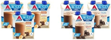 Atkins Chocolate Banana Protein Shake 15G Protein & Dark Chocolate Royale Protein Shake 15G Protein Low Glycemic 2G Net Carb 1G Sugar Keto Friendly 12 Count