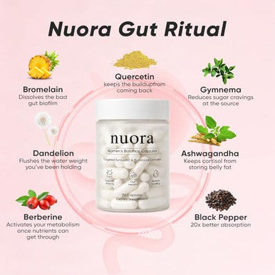 Kxvude Nuora Gut Health Capsules With Berberine Gut Biofilm Probiotic Ritual 90 Capsule