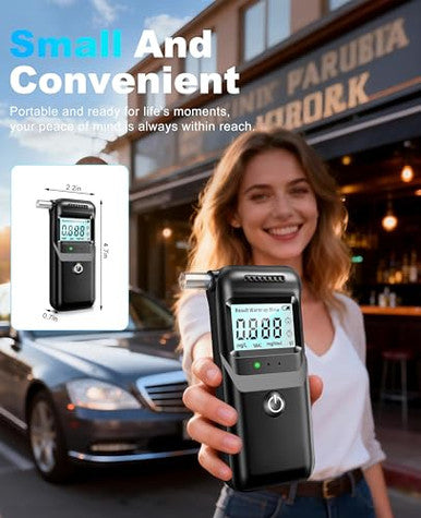 Akefta Breathalyzer 2026 Breathalyzers For Alcohol With Lcd Digital Display Personal Portable Alcohol Breathalyzer Tester With 5 Mouthpieces For Home And Party Use