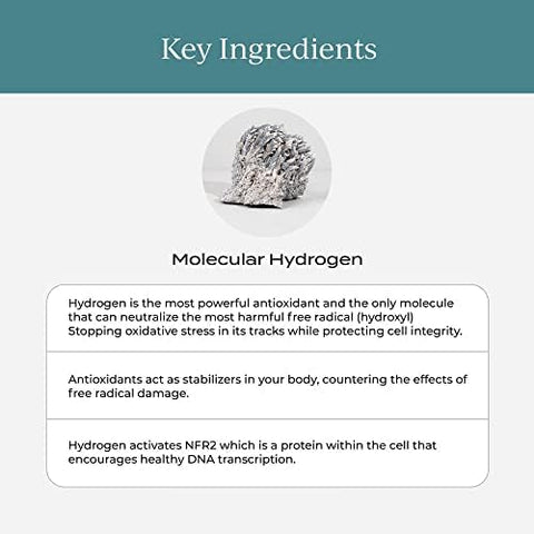 Cymbiotika H2 Molecular Hydrogen Water Tablets With Magnesium Energy Boost Gluten Keto Antioxidant Drink Fast Dissolving Supplements Helps Fight Inflammation & Stress 30 Tablets 12 Ppm