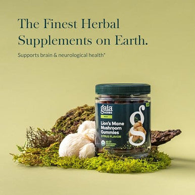 Gaia Herbs Lion'S Mane Mushroom Natural Brain Support Supplement Made With Organic Lion'S Mane Mushrooms From Gluten Soy & Dairy 60 Vegan Gummies (30 Servings)