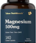 Tahoe Nutritionals Magnesium 500mg 140 Coated Caplets NonGMO and Gluten Supplement