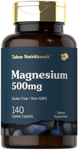 Tahoe Nutritionals Magnesium 500Mg 140 Coated Caplets Non-Gmo And Gluten Supplement