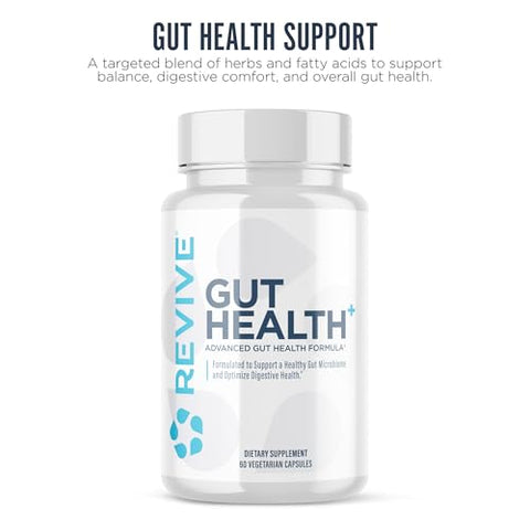 Revive Md Gut Health Supplements For Men & Women - Daily Gut Repair & Digestive Health Support Formula With Thyme Oregano & Milk Thistle - Vegan-Friendly Gluten-Free (60 Capsules 30 Servings)