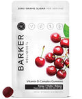 Barker Wellness Vegan BComplex Gummies Comprehensive Energy and Metabolism Boost with B1 B5 B6 B7 Biotin B9 Folate B12 SugarFree Cherry Flavor for Daily Focus and Vitality