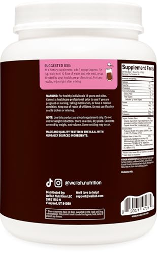 Wellah Grass-Fed Whey Protein Isolate Powder (Milk Chocolate) 30 Servings - With Prebiotics Enzymes & Probiotics 20G Of Protein 100 Calories Naturally Sweetened