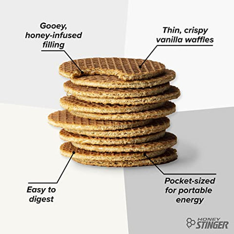 Honey Stinger Organic Vanilla Waffle | Energy Stroopwafel for Exercise, Endurance and Performance | Sports Nutrition for Home & Gym, Pre and Post Workout | Box of 6 Waffles, 6.36 Ounce