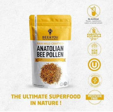 Bee And You Bee Pollen Granules, 16Oz (1Lb) Bag, 100% Pure, Natural Supplement, Antioxidants, Proteins, Vitamins, Amino Acids, For Adults, Women, Men
