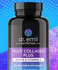 Dr. Emil Nutrition Multi Collagen Peptides Plus Biotin and Vitamin D Biotin and Collagen Supplements for Hair Skin and Nails Biotin Pills for Hair Growth 30 Day Supply