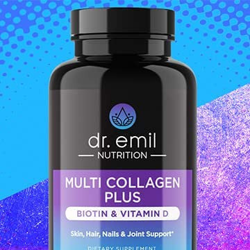 Dr. Emil Nutrition Multi Collagen Peptides Plus Biotin and Vitamin D Biotin and Collagen Supplements for Hair Skin and Nails Biotin Pills for Hair Growth 30 Day Supply
