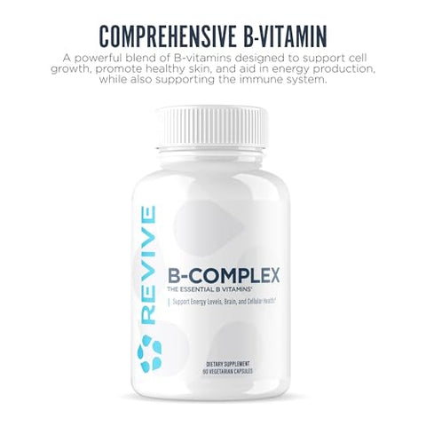 Revive Md Vitamin B Complex Capsules For Men & Women Supports Heart Health Energy & Immune System Vitamin B12 Complex Promotes Healthy Brain Function & Overall Wellness (60 Servings)