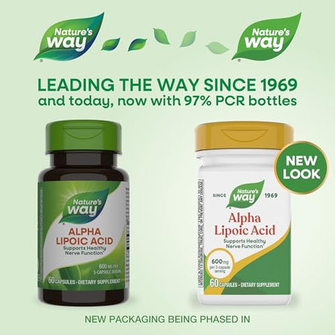 Nature'S Way Alpha Lipoic Acid Supports Healthy Nerve Function & Antioxidant Pathways 600 Mg Per 3-Capsule Serving 60 Capsules (Packaging May Vary)