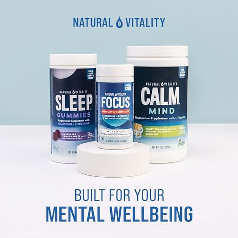 Natural Vitality Focus Magnesium LThreonate and Phosphatidylserine Nootropic Brain Supplements for Memory Focus and Cognition Gluten Vegetarian 60 Capsules