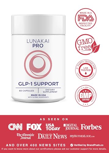 Lunakai Pro Usa Made Glp-1 Supplement - Natural Glp 1 Support With Probiotics & Resveratrol Supports Weight Management Cravings & Metabolism 60Ct