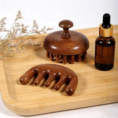 Lycss Scalp Massager For Hair Growth Two-Piece Set-Manual Head Scrubber With Sandalwood Portable Handheld Tool For Scalp Care & Relaxation Stress Relief Brush For Home And Travel Spa Experience