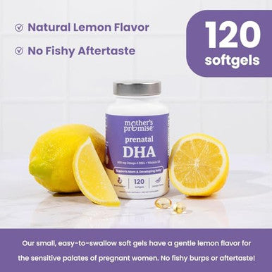 Mother'S Promise Prenatal Dha For Women 600Mg + 400 Iu Vitamin D3 | 120 Softgels | Supports Brain Health | Triglyceride Omega 3 Fish Oil Dha Prenatal Vitamins For Pregnancy & Nursing | 300Mg Per Capsule