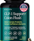 Etta Vita Glp-1 Support + Colon Cleanse Weight Loss Gut Health & Energy Appetite Suppressant & Fat Burner Berberine Akkermansia Probiotic Yerba Mate Psyllium Husk Senna Leaf Women & Men 60Capsules