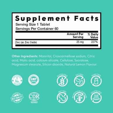 Nutrameltz Zinc 25 Mg Supplement ÃƒÂ¢Ã¢â€šÂ¬Ã¢â‚¬Å“ Dietary Immune Support Supplement, Promotes Healthy Hair & Nails, Boost Metabolism Quick Dissolving ÃƒÂ¢Ã¢â€šÂ¬Ã¢â‚¬Å“ Mouthwatering Lemon Flavor (60 Tablets)