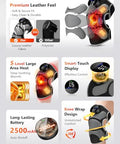 Halidodo Upgrade 4 Massage Area Knee Brace & Red Light Therapy For Knee Cord-Free Rechargeable Controller 20Min Auto Shut-Off 660Nm & 850Nm Red Light Therapy Device For Knee/Elbow/Shoulder.