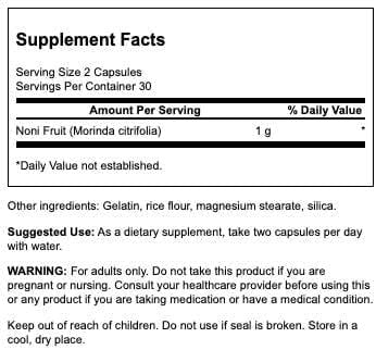 Swanson Noni 500 Milligrams 60 Capsules