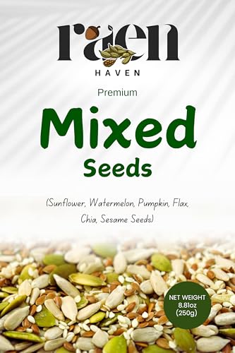 Raen Haven Edible Mixed Seeds | Sunflower, Watermelon, Pumpkin, Flax, Chia & Sesame | High in Protein & Fiber | Rich in Healthy Fats | Supports Skin & Hair Health | 100% Natural | 8.81 oz