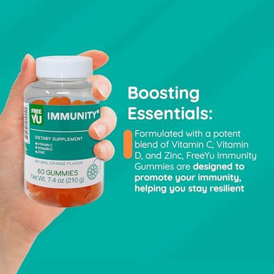 Immunity Gummy - Dietary Supplement With Vitamins For Adults & Teens - Chewable Multivitamin Booster Gummies With Zinc, Vitamin C And D - Naturally Flavored & Gluten - 60 Gummies (7.4 Oz)