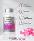 Horbaach Hair Skin and Nails Vitamins 150 Caplets with Biotin and Collagen Supplement for Women and Men NonGMO Gluten Free