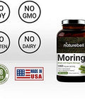 Moringa Capsules Made with Organic Moringa Powder 1000mg Per Serving 200 Counts Strong Antioxidant to Repair Protect Nurture Your Skin Cells and Support Immune System NonGMO