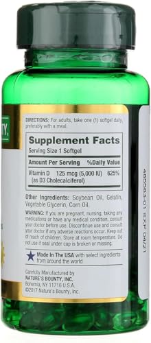 Nature'S Bounty Vitamin D-5000 Iu Softgels Maximum Strength 150 Ea ( Pack Of 2)