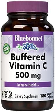 Bluebonnet Nutrition Buffered Vitamin C500 Mg Vegetable Capsules Buffered Calcium Ascorbate For Immune Health Soy Gluten 180 Vegetable Capsules ('743715005693)