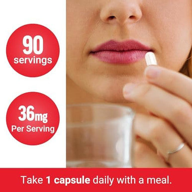 Force Factor Iron Supplement For Women And Men Nonconstipating Gentle On The Stomach Iron Bisglycinate 36Mg 90 Vegetable Capsules