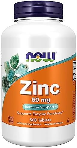 Now Foods Zinc (Zinc Gluconate) 50 Mg Supports Enzyme Functions Immune Support 500 Tablets White