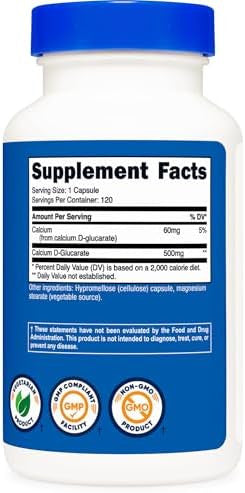 Nutricost Calcium Dglucarate 500Mg 120 Capsules Gluten Nongmo Vegetarian Friendly