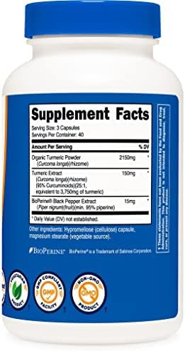 Nutricost Turmeric Curcumin Pills (3 Pack) With Bioperine And 95% Curcuminoids 2300Mg 120 Capsules Veggie Capsules 767Mg Per Cap 40 Servings Gluten Nongmo