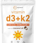 Micro Ingredients Vitamin D3 2000 Iu K2 Mk-7 50 Mcg 300 Softgels Made With Coconut Oil 2-In-1 Formula Easy To Swallow Non-Gmo