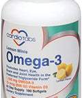 Cardiotabs Omega 3 Lemon Minis + Vitamin D3 1100 Mg Omega3 In Triglyceride Form And 600 Iu Vitamin D3 Easytoswallow Fresh Lemonflavored Omega3 Supplement Softgels 180 Count