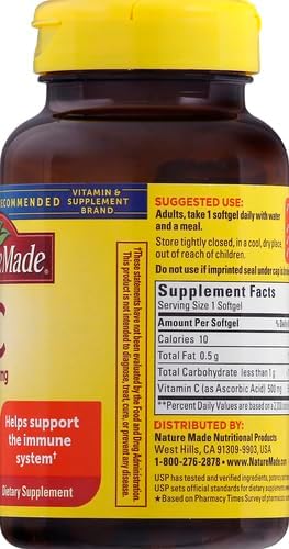 Nature Made Vitamin C 500 Mg W. Timed Release Rose Hips Tablets 60 Ct