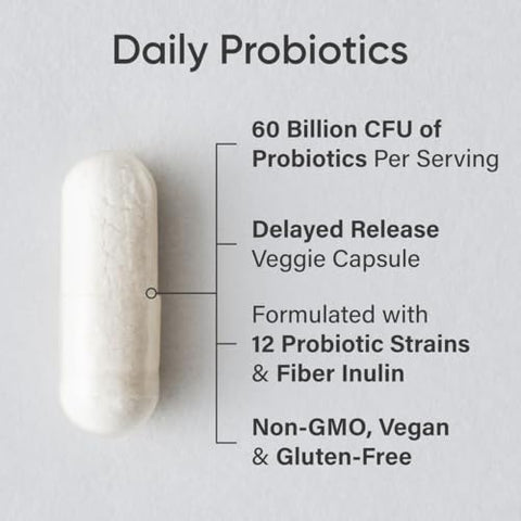 Sports Research Daily Probiotics With Prebiotics 60 Billion Cfu - Vegan Capsules For Gut Health & Digestive Support Probiotics For Women & Men - Non-Gmo Verified & Gluten Free 30 Count