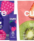 Cure Hydration Family Bundle Plantbased Electrolyte Drink Mix No Added Sugar Coconut Water Fsahsa Nongmo Vegan & Gluten 14Pack Each: Mixed Berry (Kids) & Strawberry Kiwi
