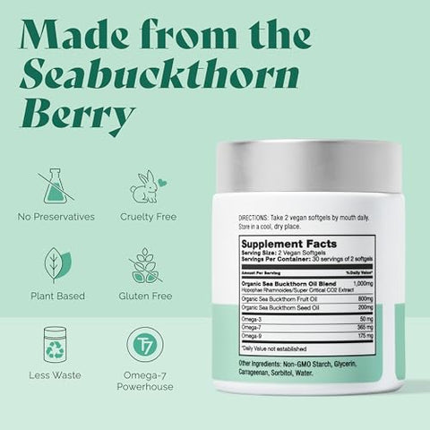 Sibu Femininity Smooth As Silk 30-Day Refill Sachet For Vaginal Dryness (60 Softgels) Sea Buckthorn Oil With 365Mg Omega 7 Omega 3