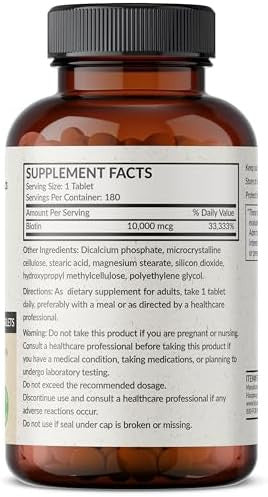 Futurebiotics Biotin 10000 Mcg High Potency Tablets Supports Healthy Hair Skin & Nails & Energy Production Nongmo 360 Vegetarian Tablets