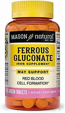 Mason Natural Ferrous Gluconate Supports Red Blood Cell Formation Gentle On Stomach Iron Supplement 100 Tablets